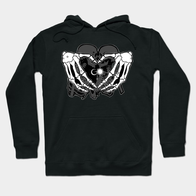 Sun and Moon - skeleton Heart, Skeleton Lovers, Dark Love, Death Cupids, Goth Love Hoodie by SSINAMOON COVEN